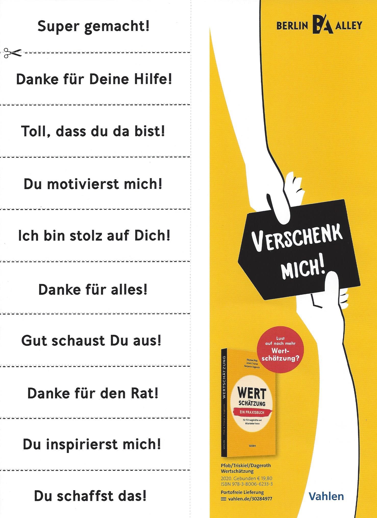 Wertschätzung Ausbildung Karten