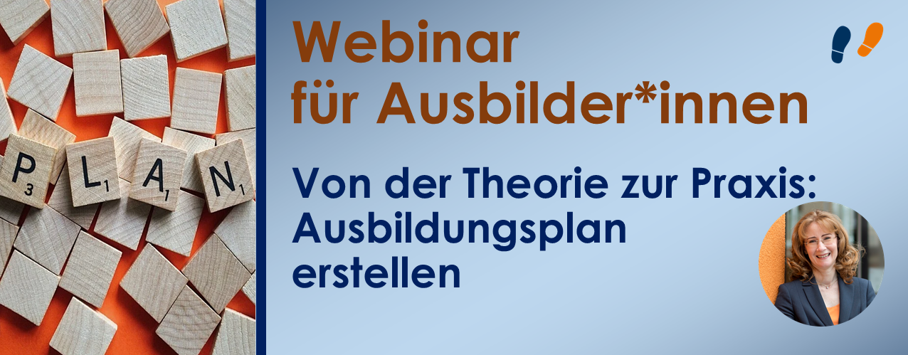 Titelbild zum Webinar Ausbildungsplan erstellen: Spielklötze mit dem Wort PLAN